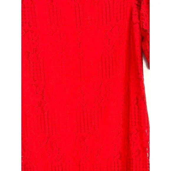Laundry by Shelli Segal Womens Size M Red Lace Shift Dress Cocktail Evening E4 - Picture 8 of 11